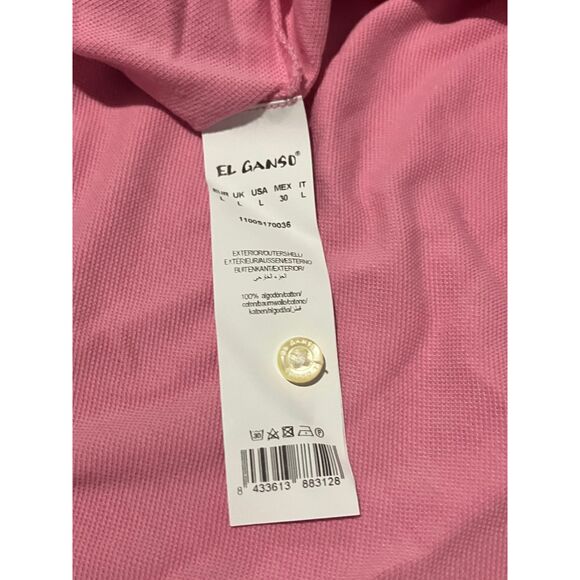 El Ganso Men’s Polo Shirt Pink Blue Trim 100% Cotton Size L Made in Portugal - Picture 7 of 8